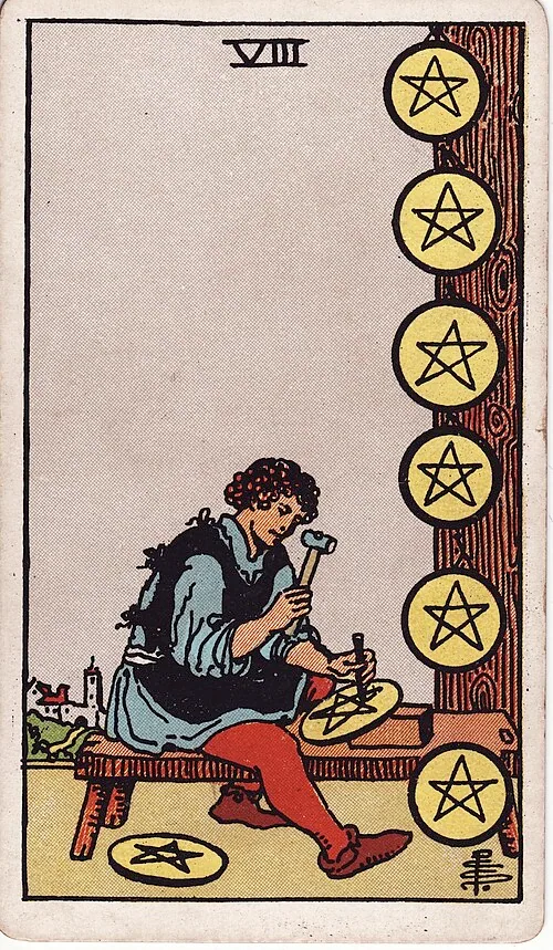 Eight of Pentacles tarot card
